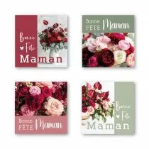 Etiquettes Voeux Quatro \ Bonne Fête Maman\  ( 4 x 125 )