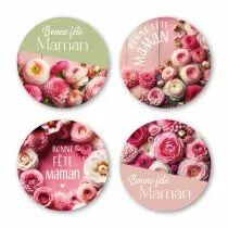 Etiquettes Voeux Quatro \ Bonne F&ecirc;te Maman\  ( 4 x 125 )