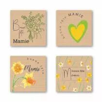 Etiquettes Voeux Quatro \ Bonne F&ecirc;te Mamie\  ( 4 x 125 )