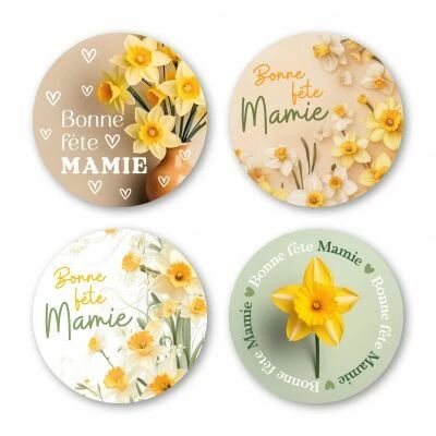 Etiquettes Voeux Quatro \ Bonne F�te Mamie\  ( 4 x 125 )
