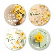 Etiquettes Voeux Quatro \ Bonne F&ecirc;te Mamie\  ( 4 x 125 )