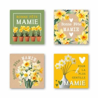 Etiquettes Voeux Quatro \ Bonne F�te Mamie\  ( 4 x 125 )