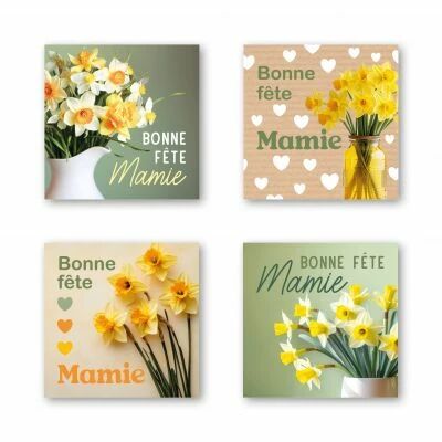 Etiquettes Voeux Quatro \ Bonne F�te Mamie\  ( 4 x 125 )