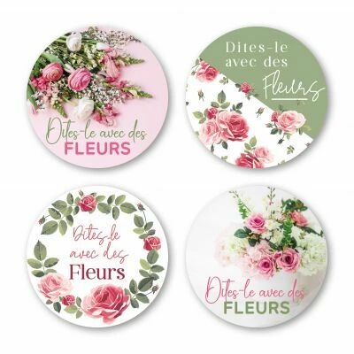 Etiquettes Voeux Quatro \ Dites le avec des fleurs\  ( 4 x 125 )