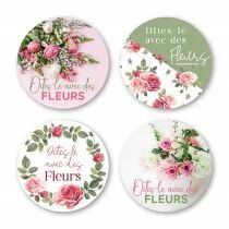 Etiquettes Voeux Quatro \ Dites le avec des fleurs\  ( 4 x 125 )