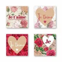 Etiquettes Voeux Quatro \ Je t\'aime\  ( 4 x 125 )