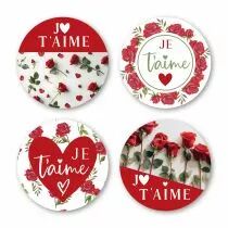 Etiquettes Voeux Quatro \ Je t\'aime\  ( 4 x 125 )