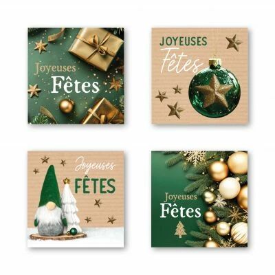 Etiquettes Voeux Quatro \ Joyeuses F�tes\  ( 4 x 125 )