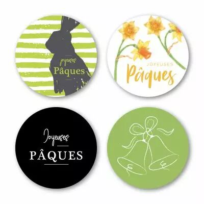 Etiquettes Voeux Quatro \ Joyeuses P�ques\  ( 4 x 125 )