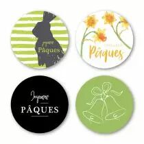 Etiquettes Voeux Quatro \ Joyeuses Pâques\  ( 4 x 125 )