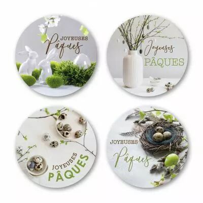 Etiquettes Voeux Quatro \ Joyeuses P�ques\  ( 4 x 125 )
