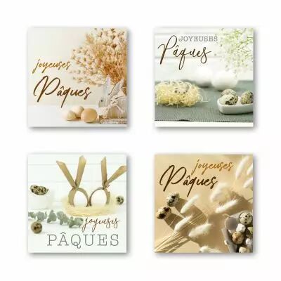 Etiquettes Voeux Quatro \ Joyeuses P�ques\  ( 4 x 125 )