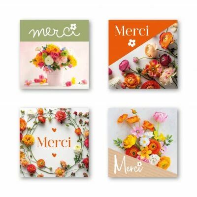 Etiquettes Voeux Quatro \ Merci\  ( 4 x 125 )