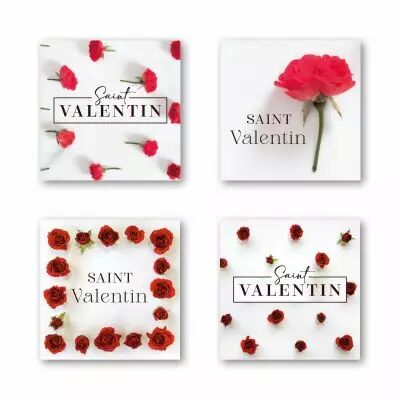 Etiquettes Voeux Quatro \ Saint Valentin\  ( 4 x 125 )