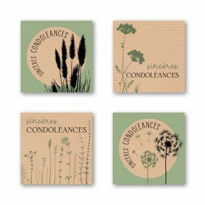 Etiquettes Voeux Quatro \ Sinc�res Condol�ances\  ( 4 x 125 )
