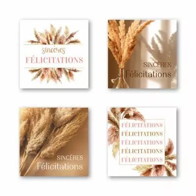 Etiquettes Voeux Quatro \ Sinc�res F�licitations\  ( 4 x 125 )