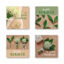 Etiquettes Voeux Quatro\ Je porte bonheur\  ( 4 x 125 )