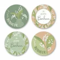 Etiquettes Voeux Quatro\ Je porte bonheur\  ( 4 x 125 )