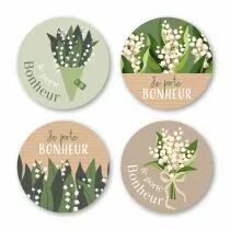 Etiquettes Voeux Quatro\ Je porte bonheur\  ( 4 x 125 )