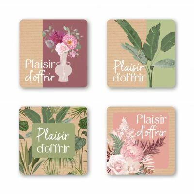 Etiquettes Voeux Quatro Plaisir d\'offrir\  ( 4 x 125 )