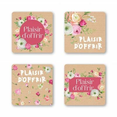 Etiquettes Voeux Quatro Plaisir d\'offrir\  ( 4 x 125 )
