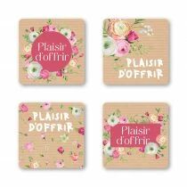 Etiquettes Voeux Quatro Plaisir d\'offrir\  ( 4 x 125 )