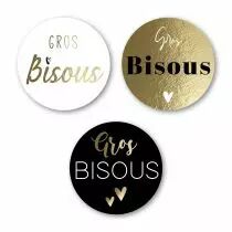 Etiquettes Voeux Trio Or \ Gros Bisous\  ( 3 x 100 )