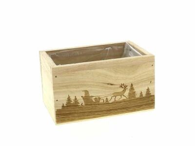 Jardini�re Bois P�re-No�l 13,5x9 H8 Naturel