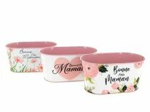 Jardini&egrave;re Zinc \ Bonne F&ecirc;te Maman\  19,5x11,5 H9 ass