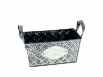 Jardinière Zinc Flowers 15x8 H7,5 Blanchi