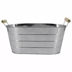 Jardini�re Zinc Ovale Stripe 21x12,5 H9,5 Naturel