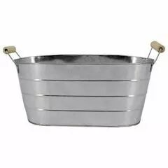 Jardini�re Zinc Ovale Stripe 21x12,5 H9,5 Naturel