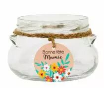 Marmite Verre \ Bonne F&ecirc;te Mamie\  D7,5 H9,5