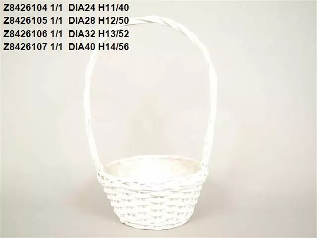 Panier Osier Rond Anse D23 H11/40 Blanc