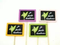 Pic Ardoise \ Je porte bonheur\  7,5x5,5 H30 cm x 12