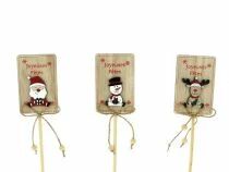 Pic Bois \ Joyeuses Fêtes\  7,5x5 H27 ass ( x 12 )