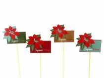 Pic Bois \ Joyeuses Fêtes\  8,5x6,5 H26 ass ( x 12 )