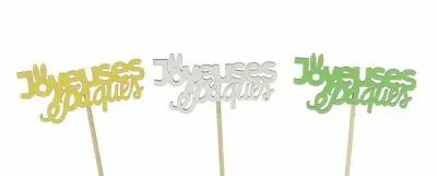 Pic Bois \ Joyeuses P�ques\  10x3,5 H25 ass ( x 12 )