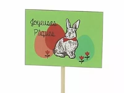 Pic Bois \ Joyeuses P�ques\  7,5x5,5 H25 ( x 12 )