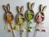 Pic Bois Oeuf + Lapin 9x4,5 H20 ass ( x 12 )