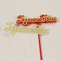Pic Plastique \ Joyeuses Fêtes\  H20cm Blanc/Rouge x 24