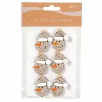 Pince Bois Bonhomme de Neige 3x4cm ( x 6 )
