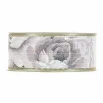 Ruban Coton Floral 40mm x 15m Gris