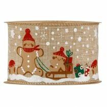 Ruban Gingerbread Man & Snow 63mm x 10m