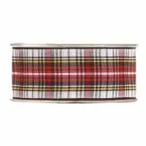 Ruban Tartan 38mm x 20m Blanc/Rouge