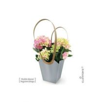aqua-sac-carton gris argent avec fleurs