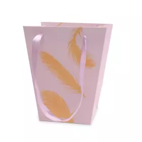 Sac Carton Golden Feathers 17x13 H20 Lilas x 10