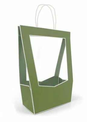 Sac Carton M�daillon 23x14 H38 Vert Kaki ( x 5 )