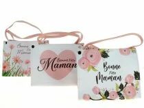 Sac Cuir \ Bonne F&ecirc;te Maman\  19x11 H27 ass