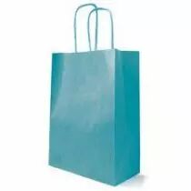 Sac Kraft Blanc 35x14 H44 Turquoise ( x 50 )